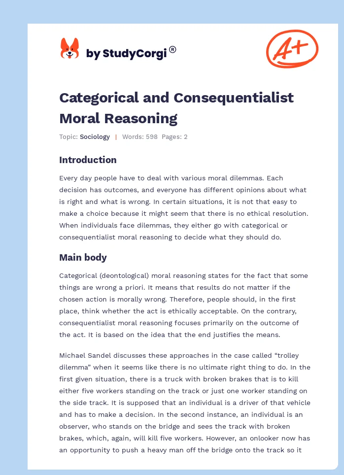 Categorical and Consequentialist Moral Reasoning. Page 1