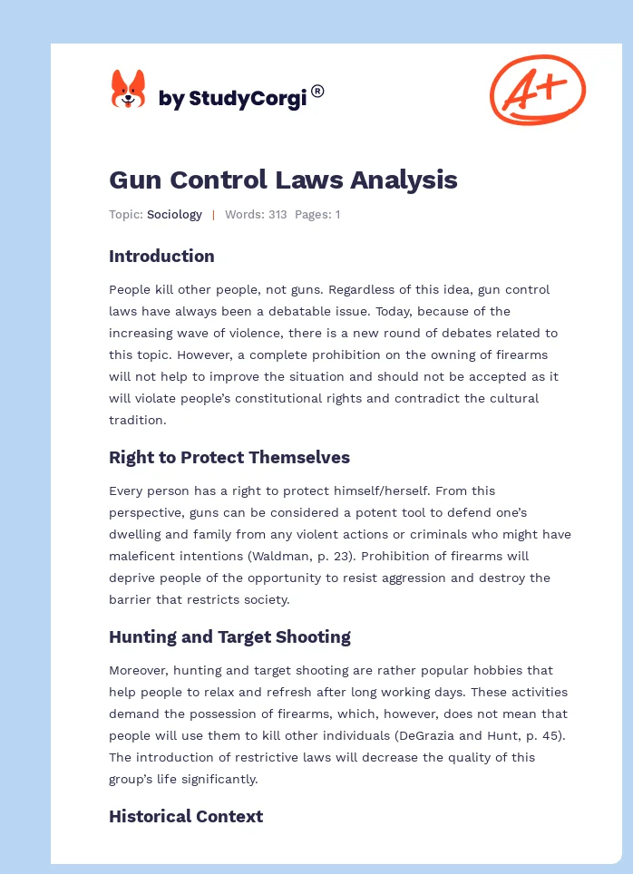 Gun Control Laws Analysis. Page 1