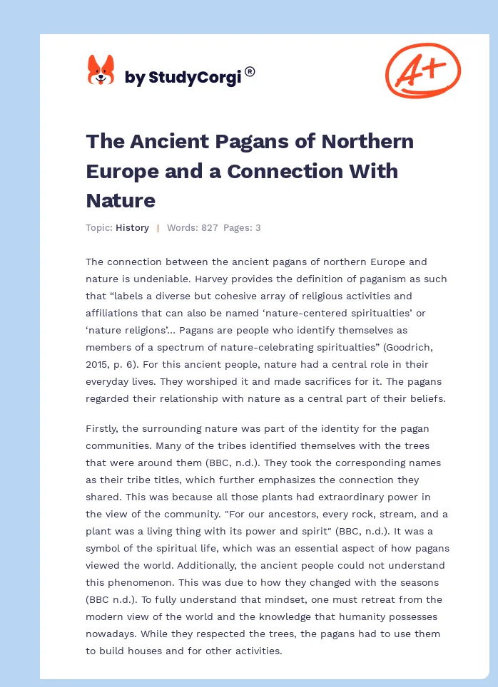 The Ancient Pagans of Northern Europe and a Connection With Nature. Page 1