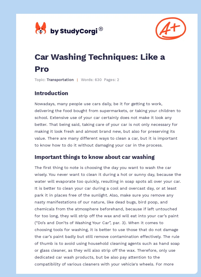 Car Washing Techniques: Like a Pro. Page 1