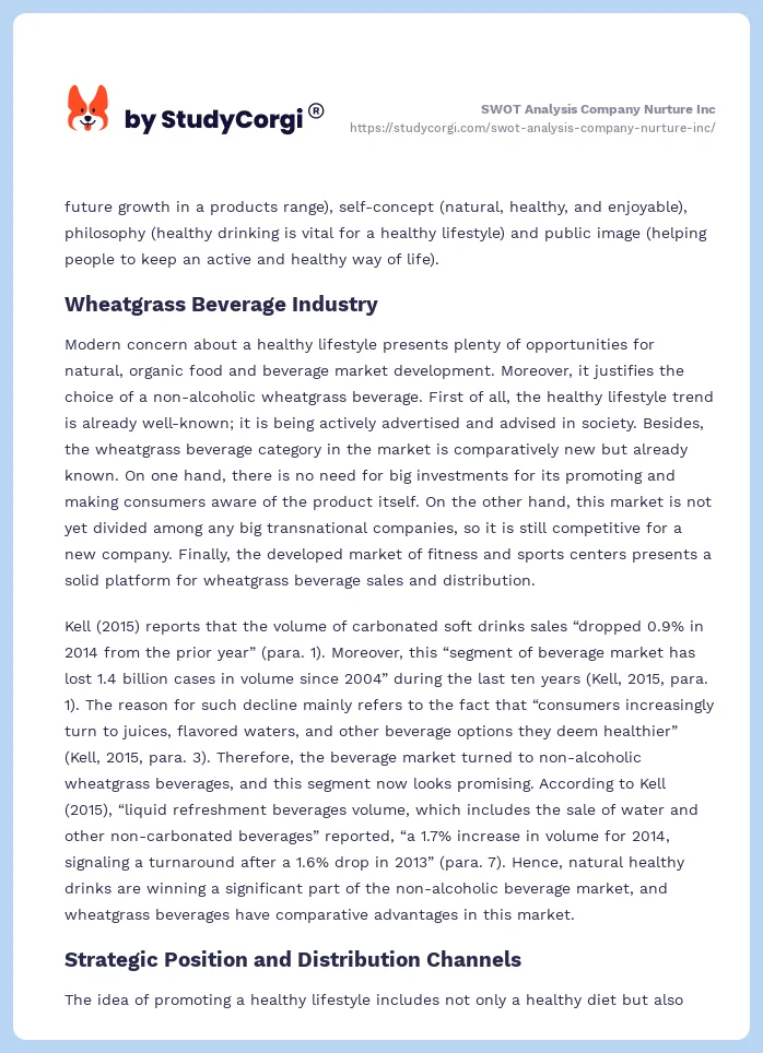 SWOT Analysis Company Nurture Inc. Page 2