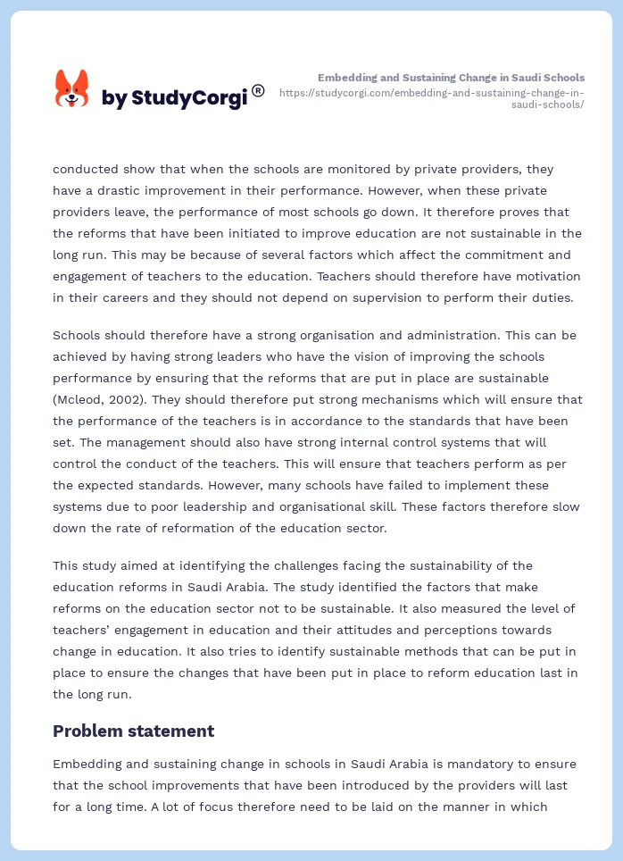 Embedding and Sustaining Change in Saudi Schools. Page 2