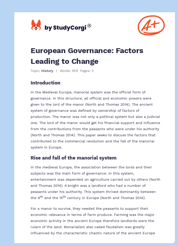 European Governance: Factors Leading to Change. Page 1