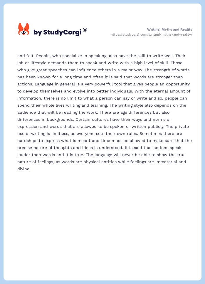 Writing: Myths and Reality. Page 2