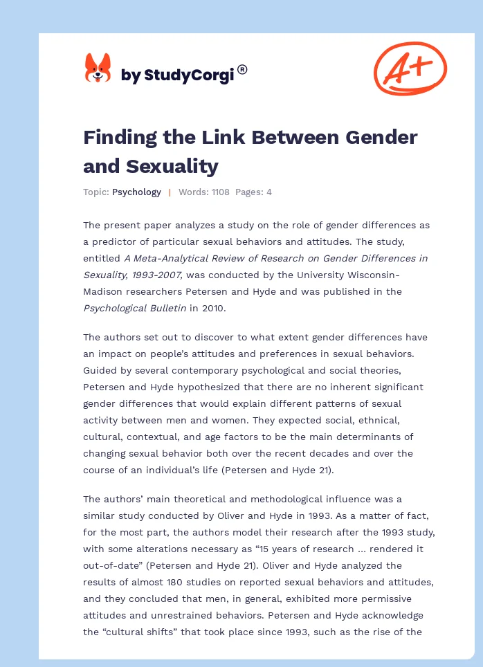 Finding the Link Between Gender and Sexuality. Page 1