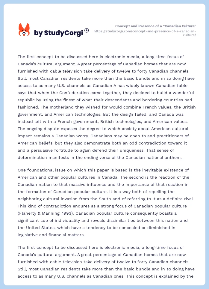 Concept and Presence of a “Canadian Culture”. Page 2