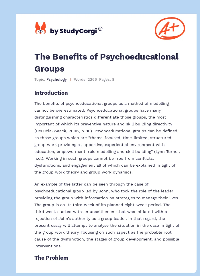 The Benefits of Psychoeducational Groups. Page 1