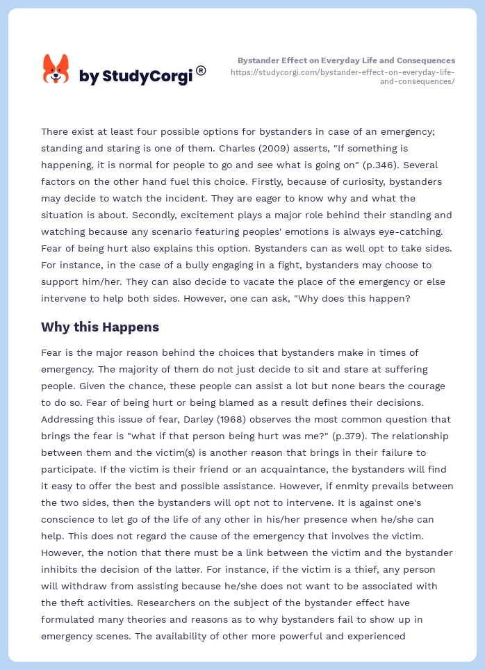 Bystander Effect on Everyday Life and Consequences. Page 2