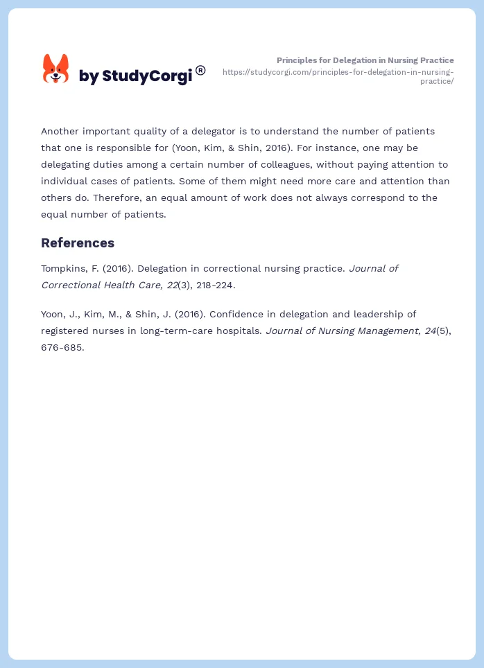 Principles for Delegation in Nursing Practice. Page 2