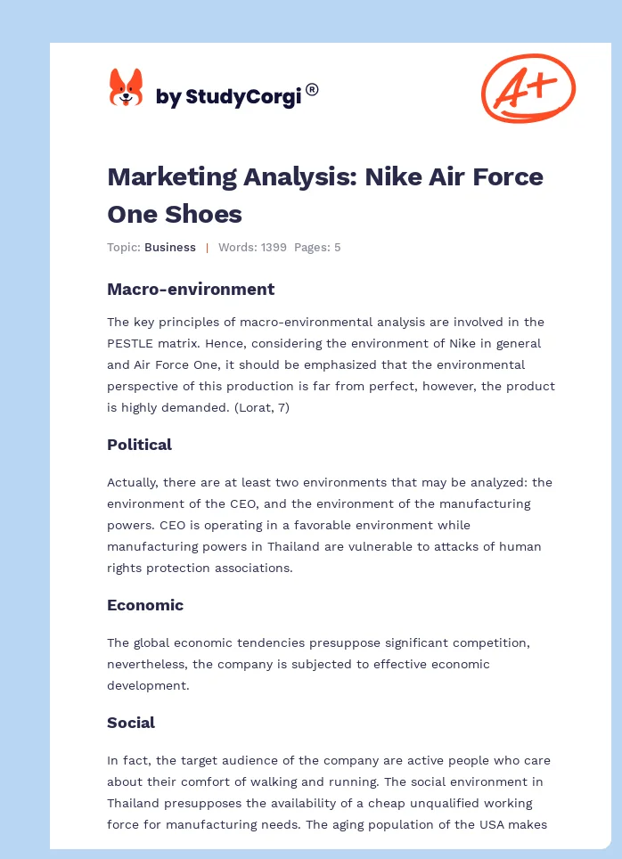 Marketing Analysis: Nike Air Force One Shoes. Page 1