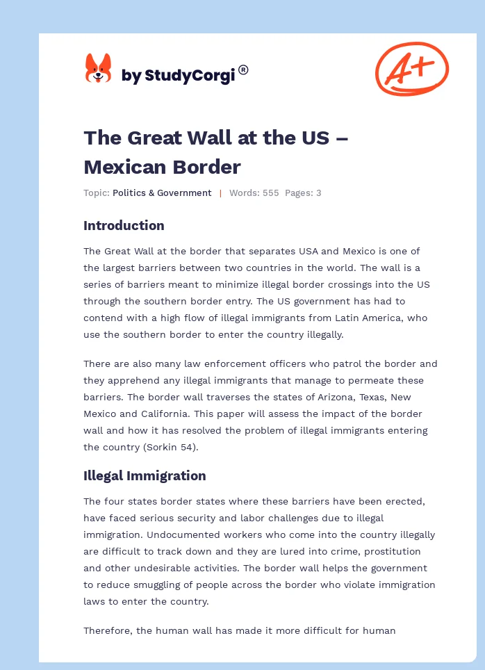 The Great Wall at the US – Mexican Border. Page 1
