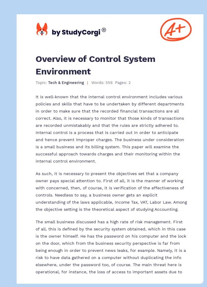 Overview of Control System Environment. Page 1