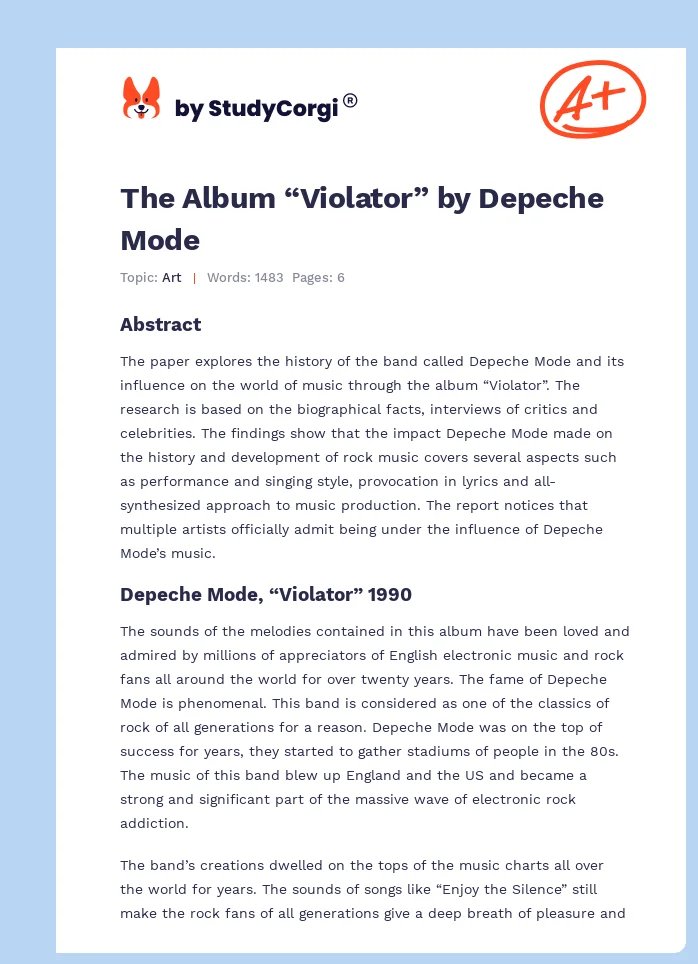 The Album “Violator” by Depeche Mode. Page 1