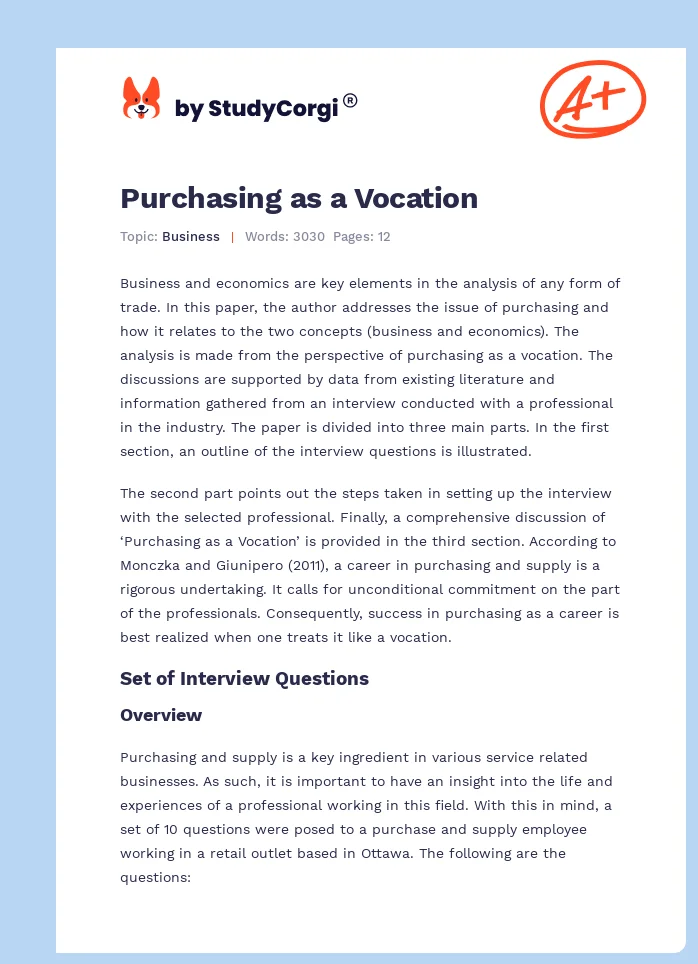 Purchasing as a Vocation. Page 1