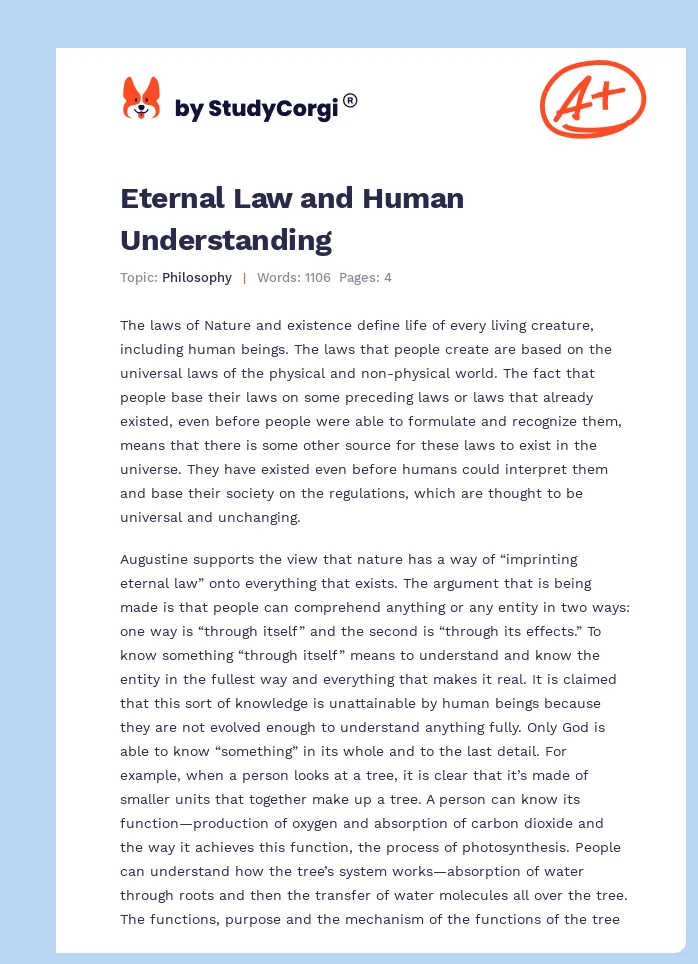 Eternal Law and Human Understanding. Page 1