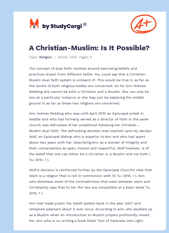 A Christian-Muslim: Is It Possible?. Page 1