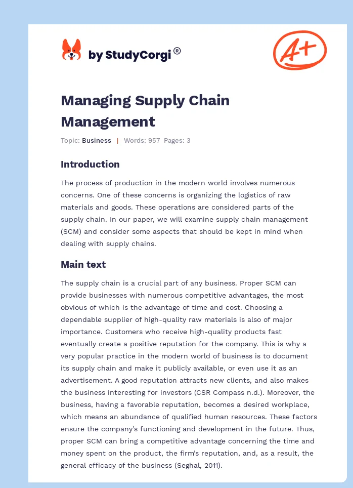 Managing Supply Chain Management. Page 1