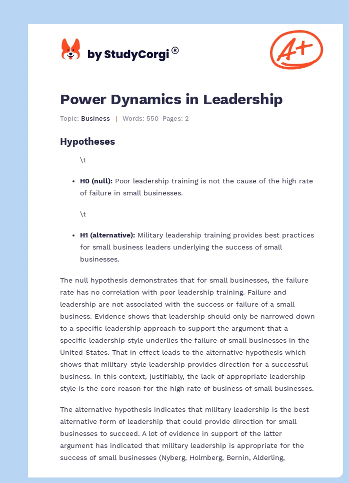 Power Dynamics in Leadership. Page 1