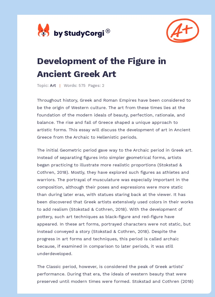 Development of the Figure in Ancient Greek Art. Page 1