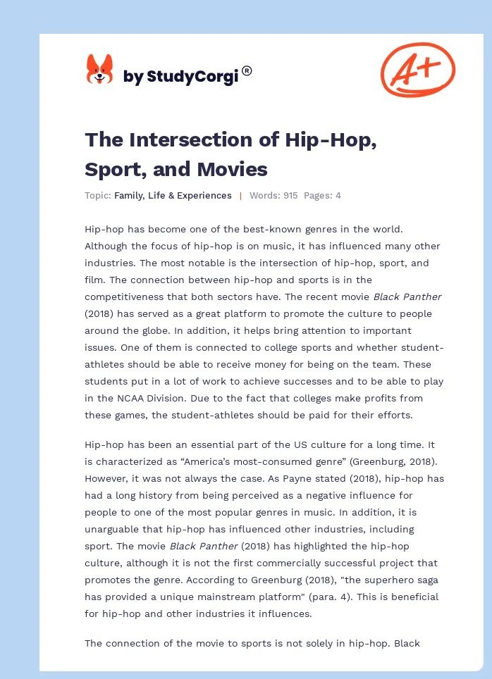 The Intersection of Hip-Hop, Sport, and Movies. Page 1