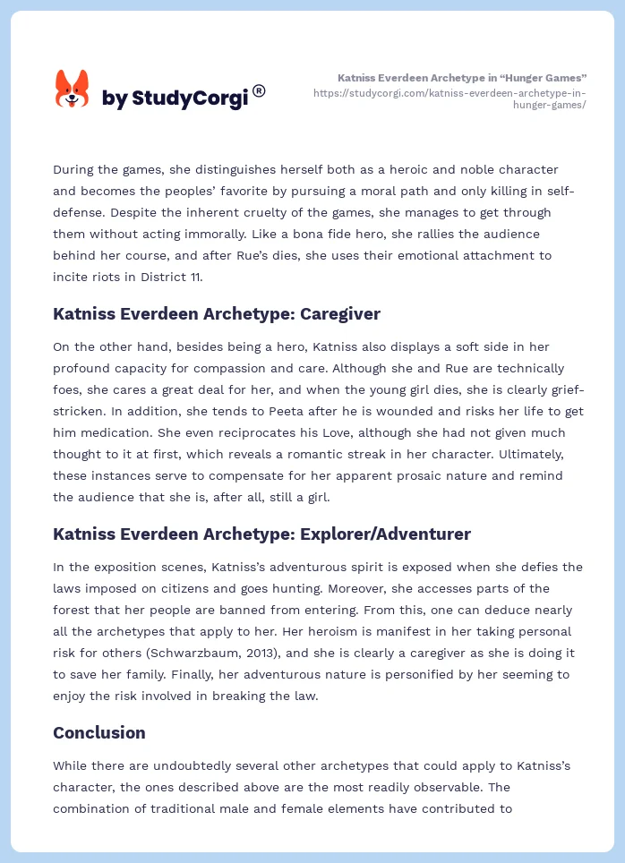 Katniss Everdeen Archetype in “Hunger Games”. Page 2