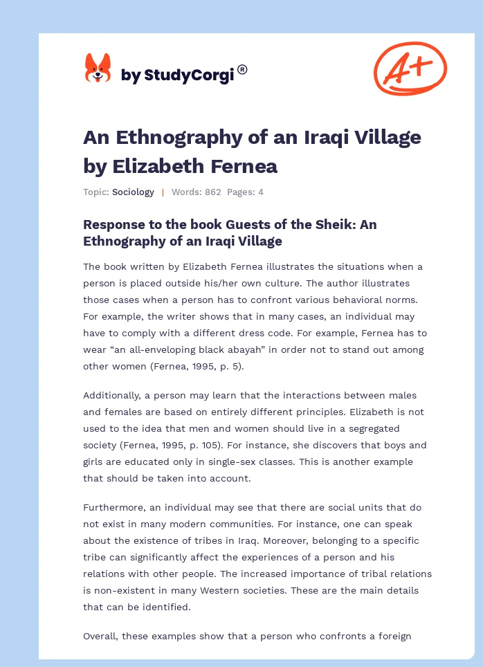 An Ethnography of an Iraqi Village by Elizabeth Fernea. Page 1