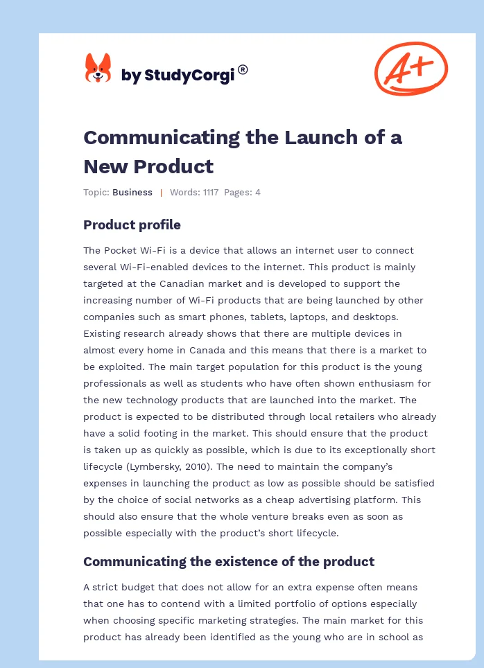 Communicating the Launch of a New Product. Page 1