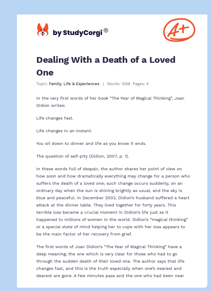 Dealing With a Death of a Loved One. Page 1