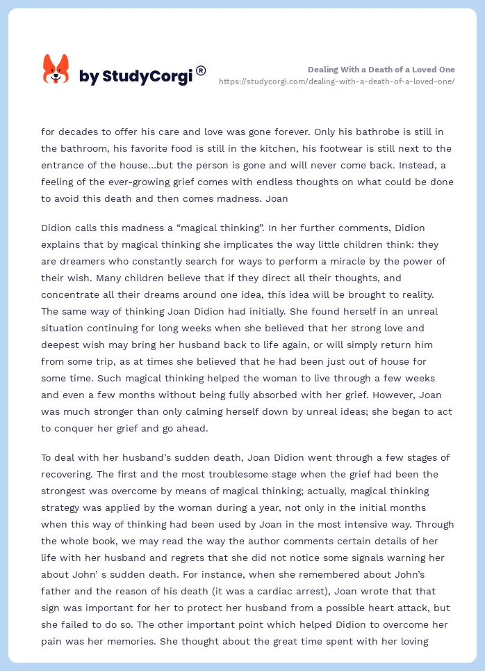 Dealing With a Death of a Loved One. Page 2