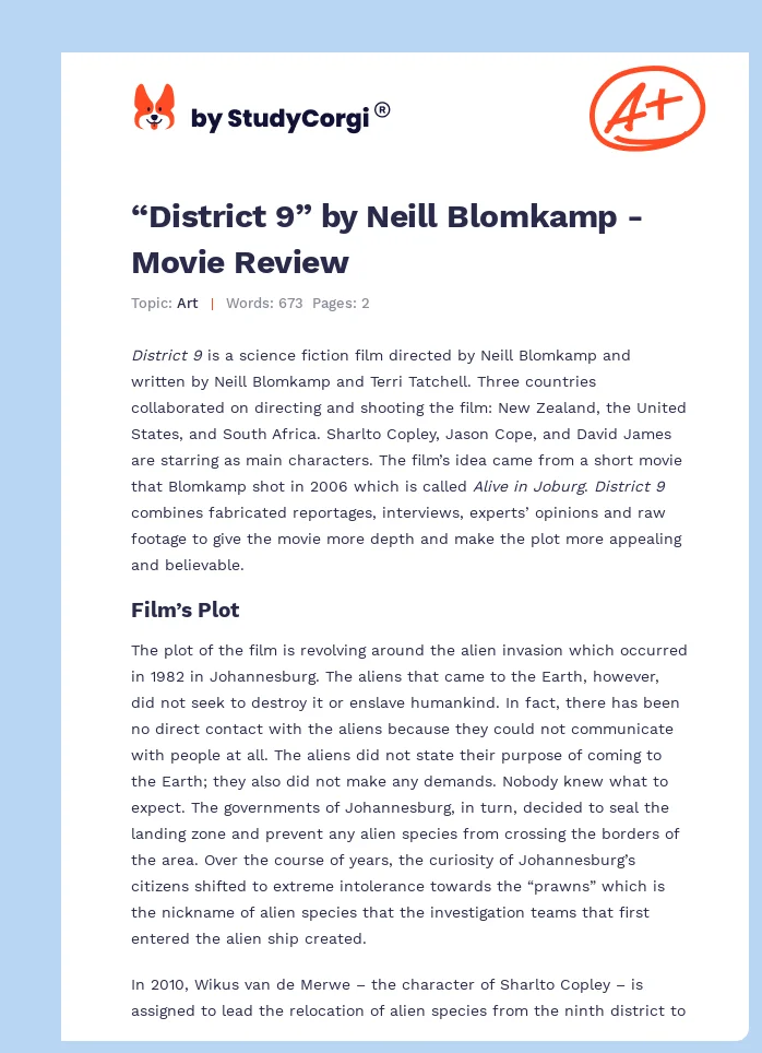 “District 9” by Neill Blomkamp - Movie Review. Page 1