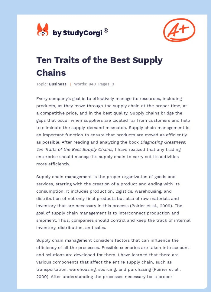 Ten Traits of the Best Supply Chains. Page 1