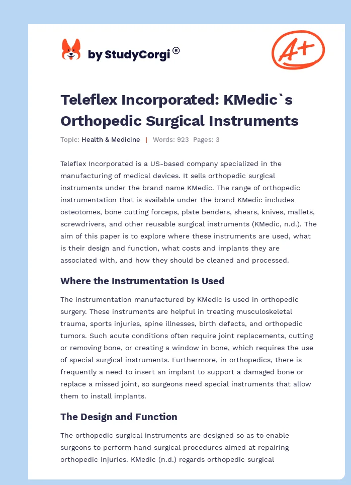 Teleflex Incorporated: KMedic`s Orthopedic Surgical Instruments. Page 1