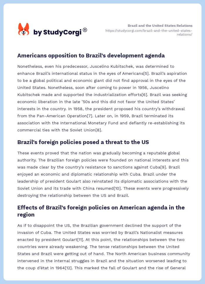 Brazil and the United States Relations. Page 2