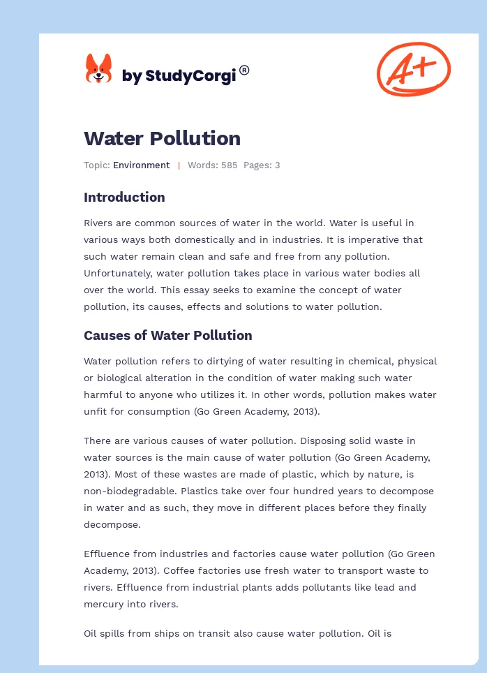 Water Pollution. Page 1