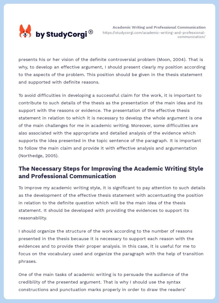 academic communication essay