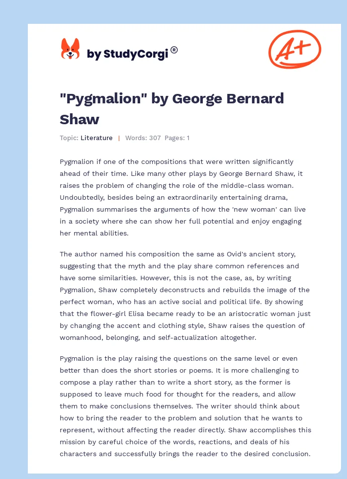 "Pygmalion" by George Bernard Shaw. Page 1