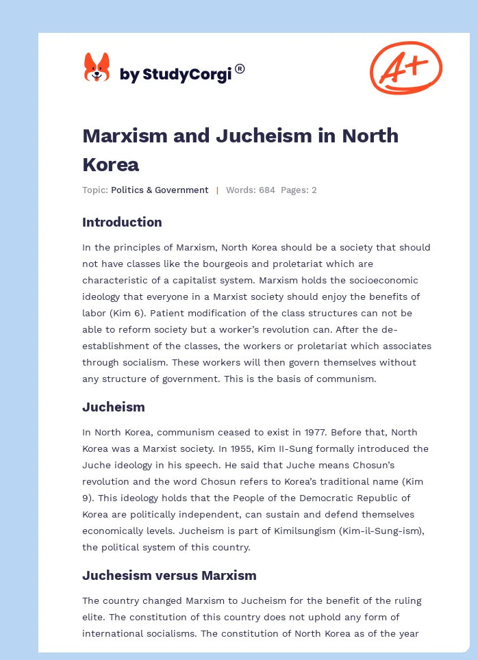 Marxism and Jucheism in North Korea. Page 1