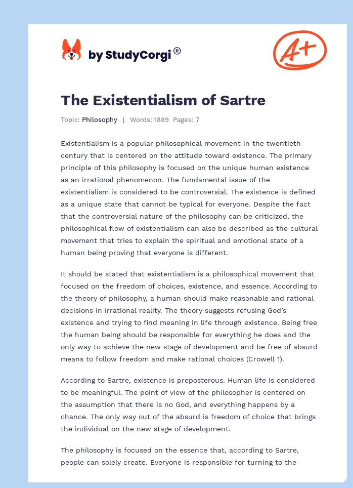 The Existentialism of Sartre. Page 1