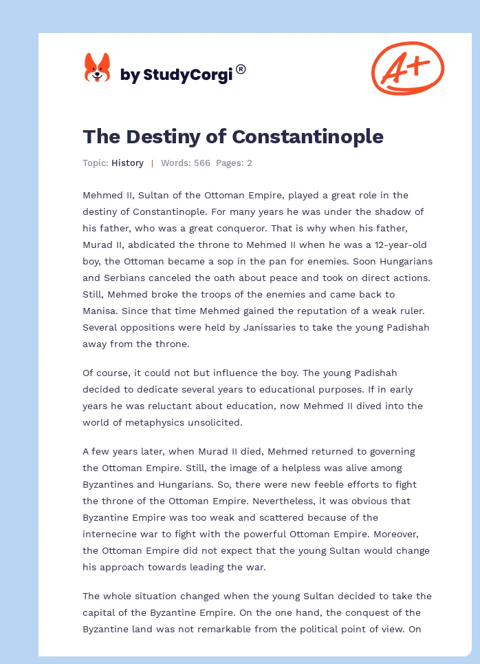 The Destiny of Constantinople. Page 1