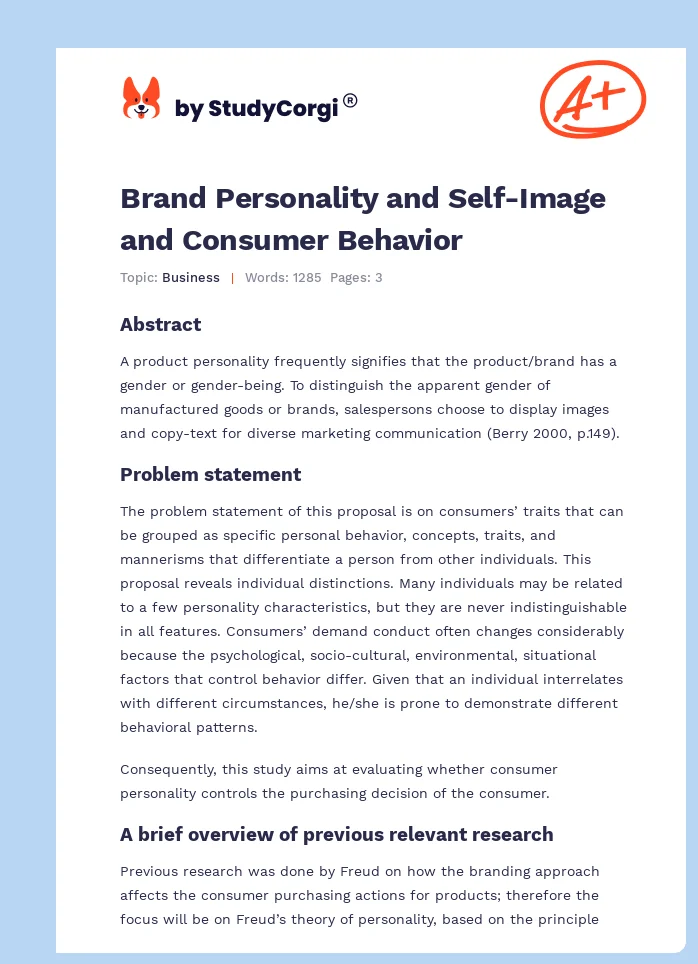 Brand Personality and Self-Image and Consumer Behavior. Page 1