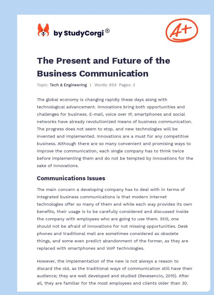 The Present and Future of the Business Communication. Page 1