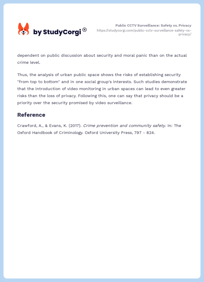 Public CCTV Surveillance: Safety vs. Privacy. Page 2