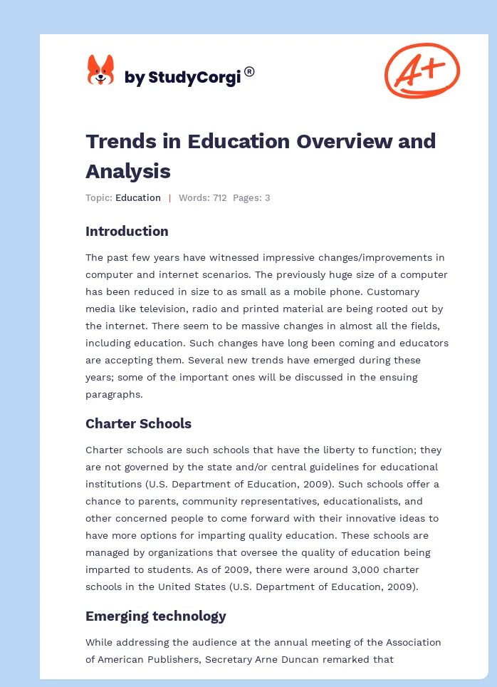 Trends in Education Overview and Analysis. Page 1
