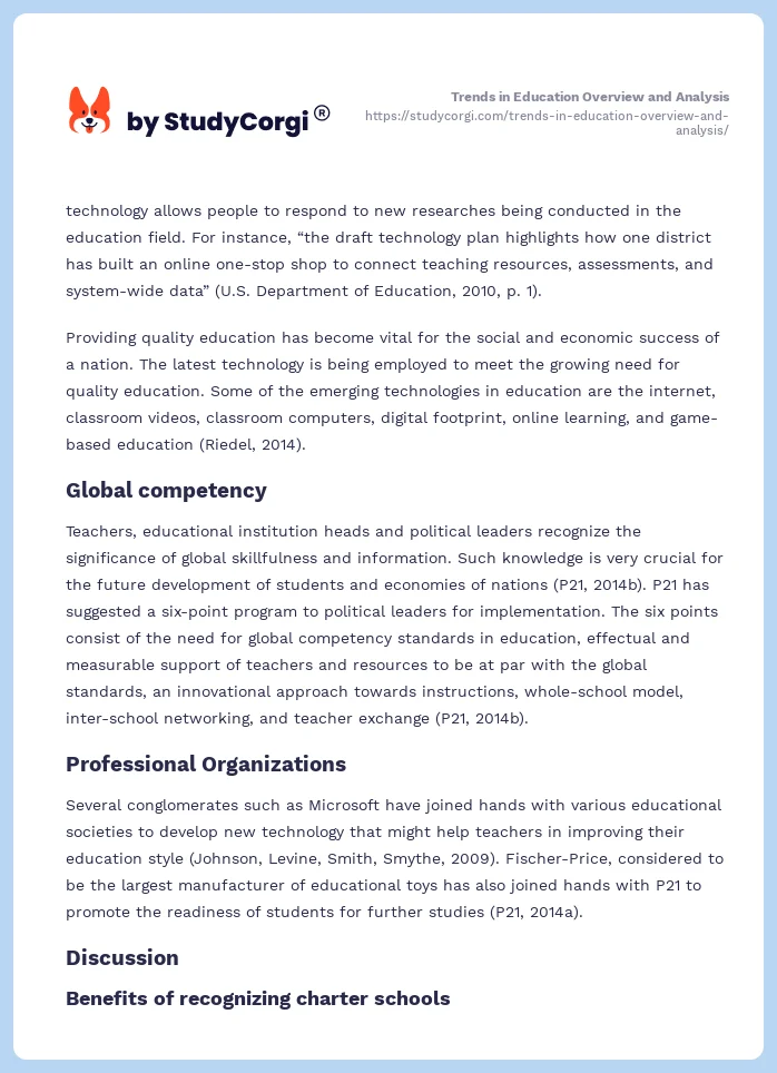 Trends in Education Overview and Analysis. Page 2