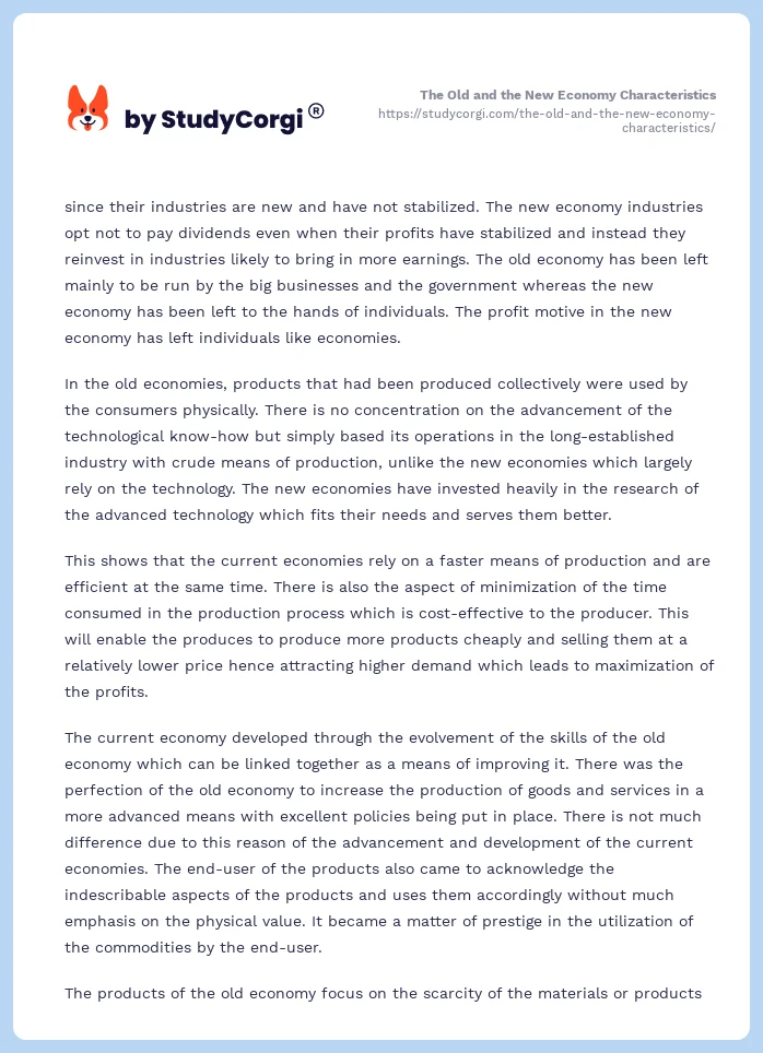 The Old and the New Economy Characteristics. Page 2