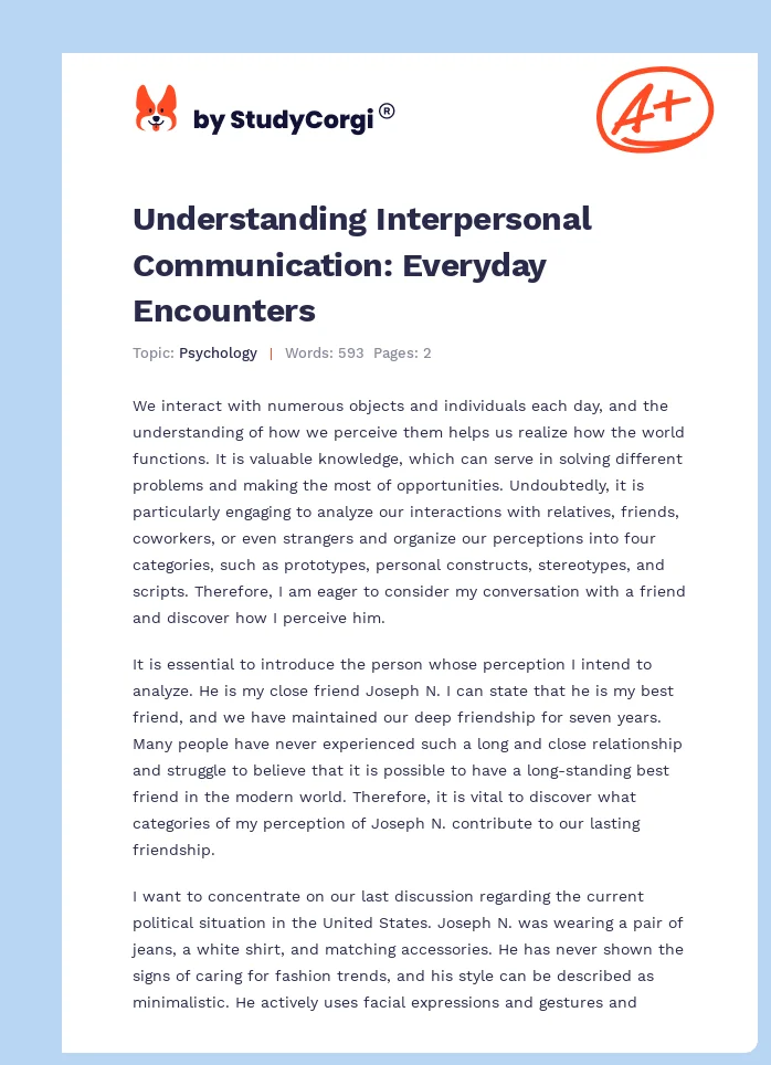 Understanding Interpersonal Communication: Everyday Encounters. Page 1