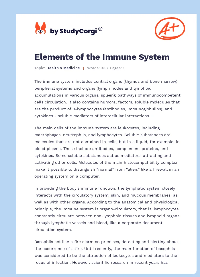 Elements of the Immune System. Page 1
