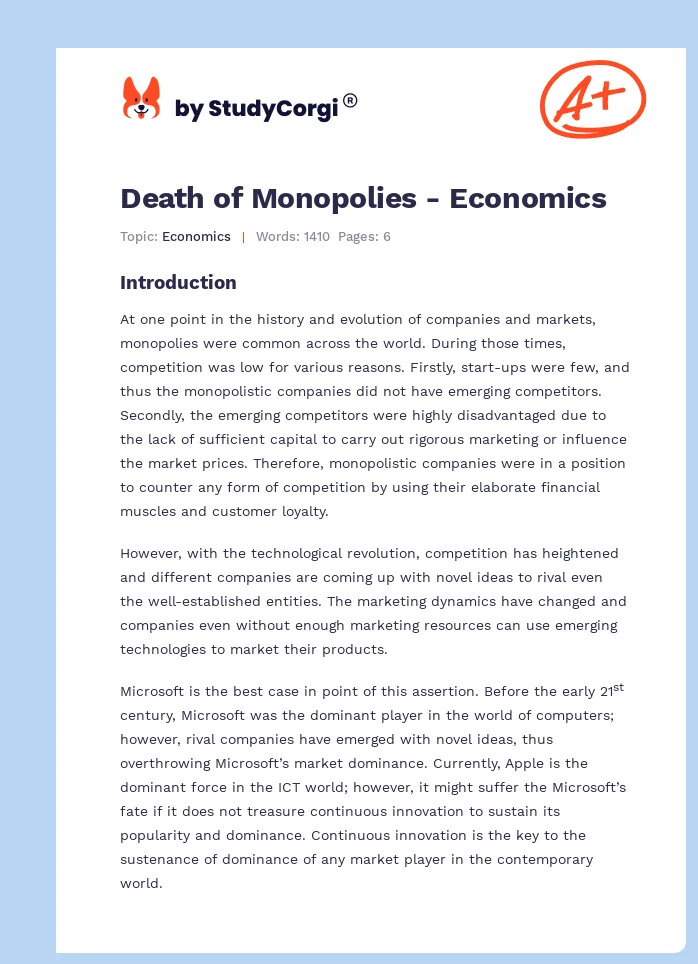 Death of Monopolies - Economics. Page 1