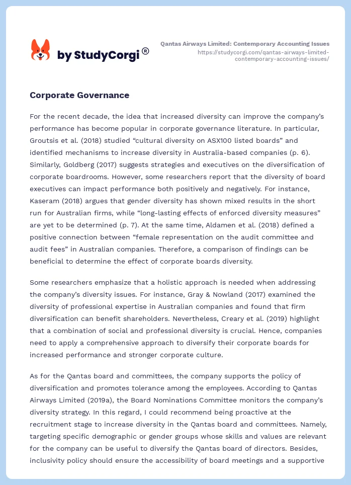 Qantas Airways Limited: Contemporary Accounting Issues. Page 2