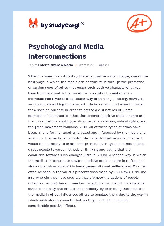 Psychology and Media Interconnections. Page 1